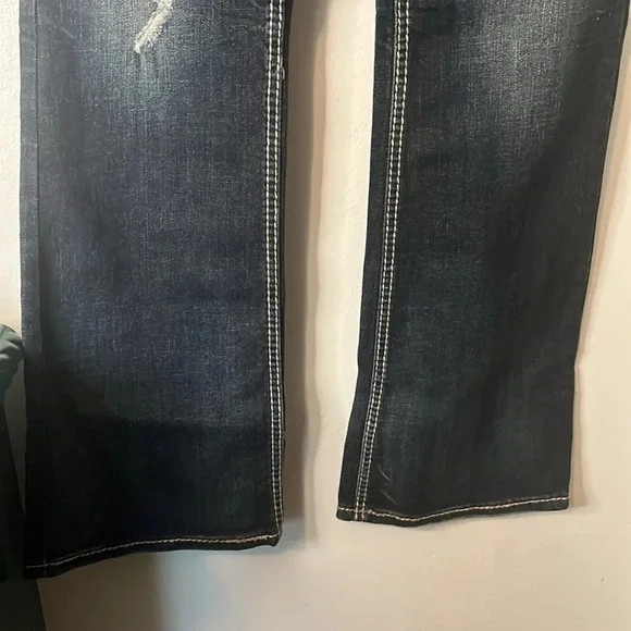 NWT Silver Jeans Co Suki Mid Rise Boot Cut Stretch Sequin Distressed Denim Sz 28 - Picture 4 of 14